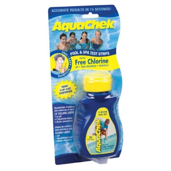 AquaChek |  511242A | Yellow Test Strips 4 in 1 for Chlorine pH Alkalinity Cyanuric Acid 50 pack